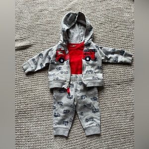 Baby Boy 6 Month CARTERS 3 Piece Firetruck Outfit